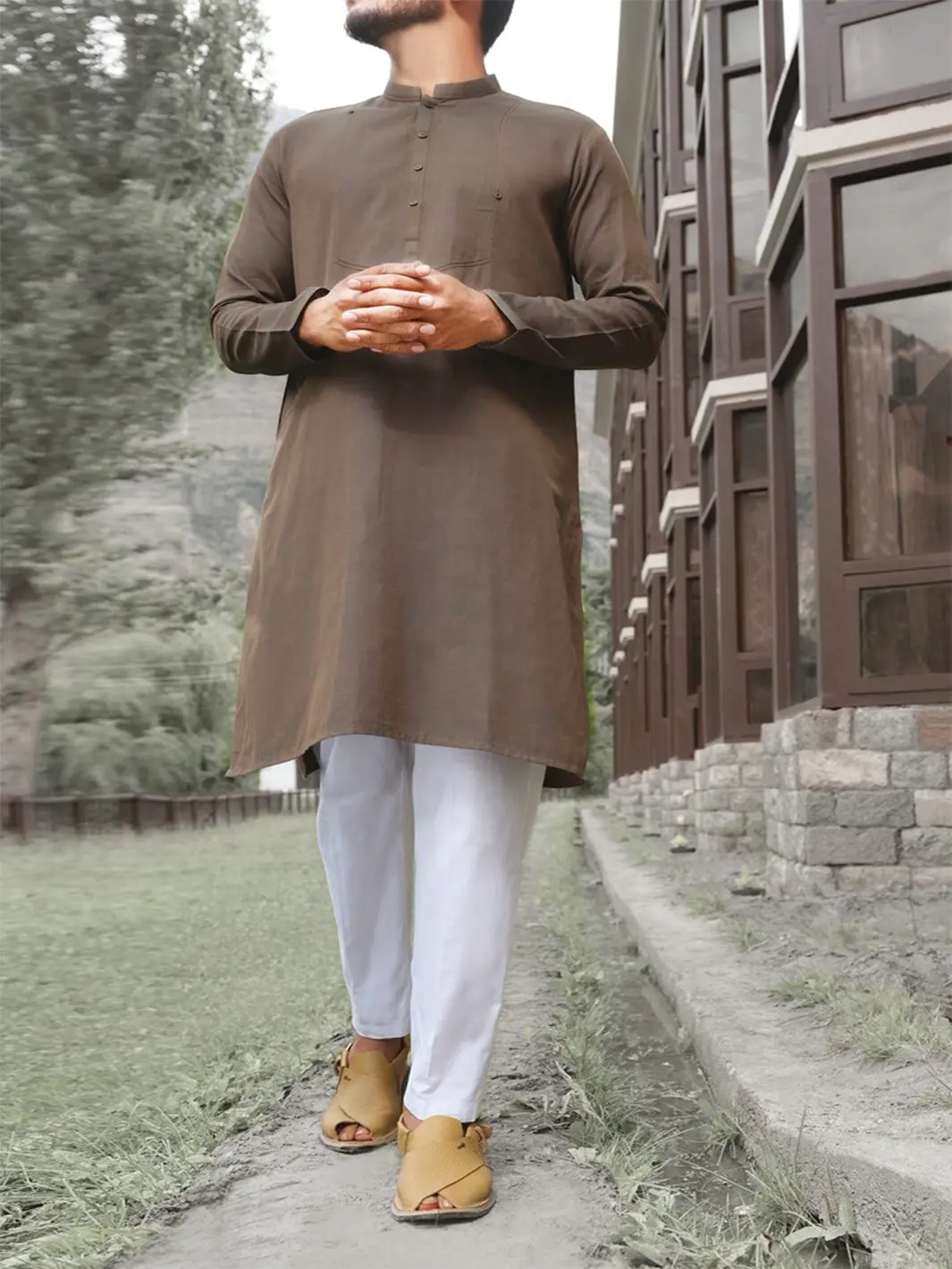 Brown Blended Kurta - Al-K-810 1