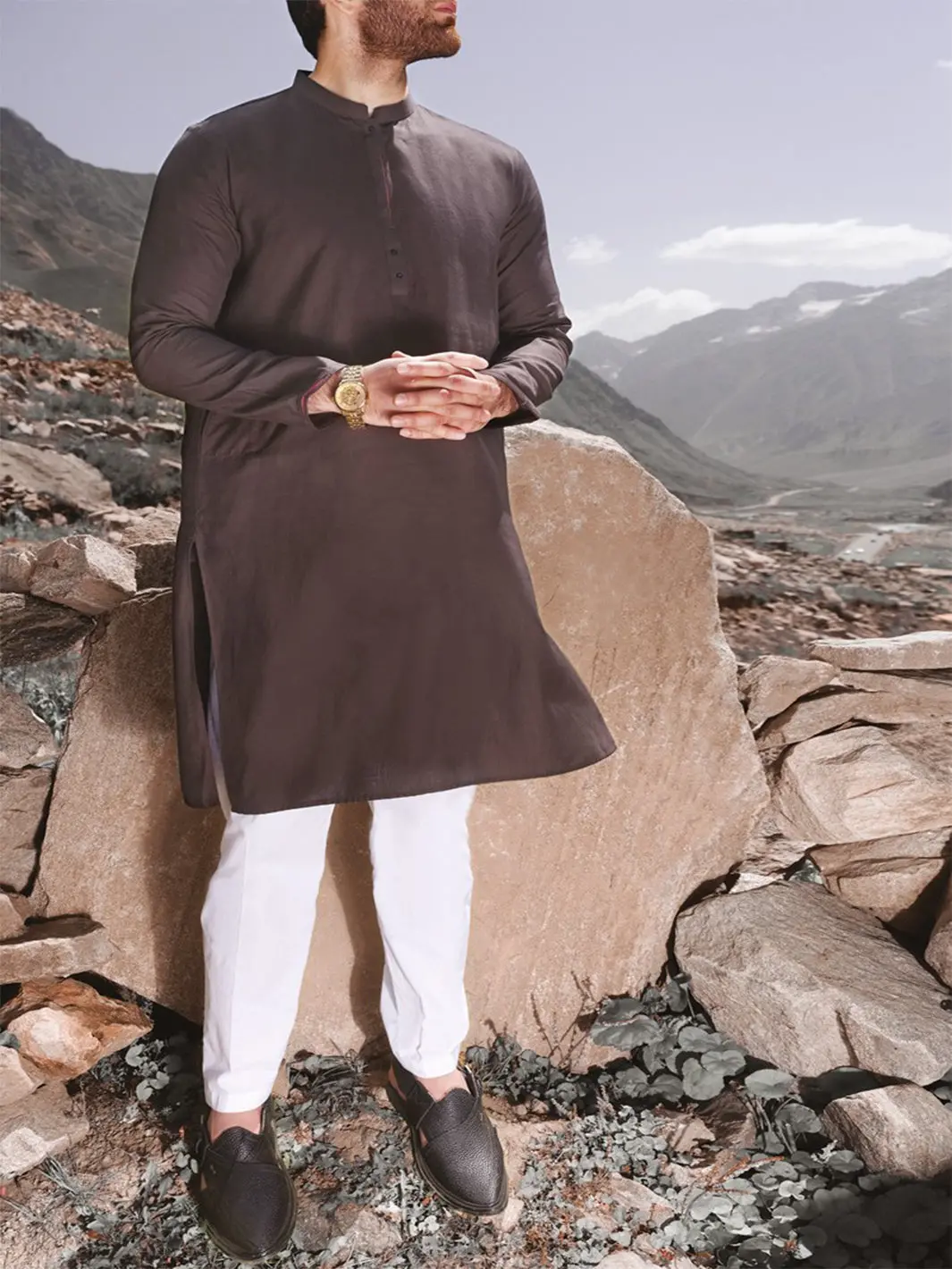 Brown Blended Kurta - Al-K-811 1