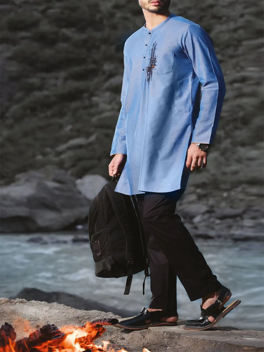 Blue Blended Kurta - Al-K-819 1
