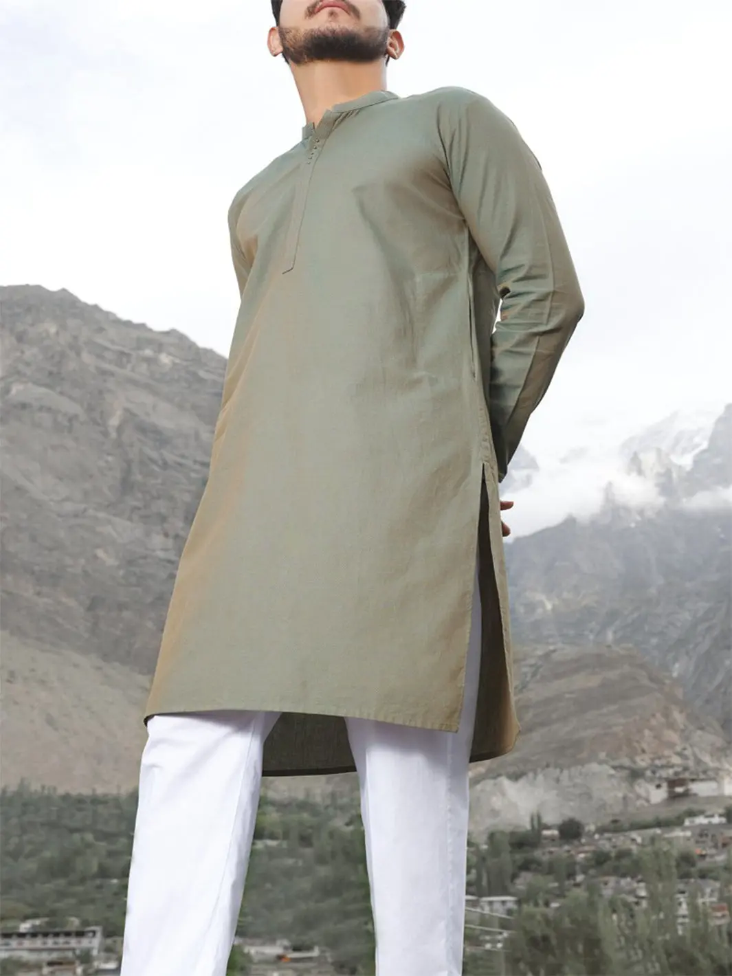 Green Blended Kurta - Al-K-826 1