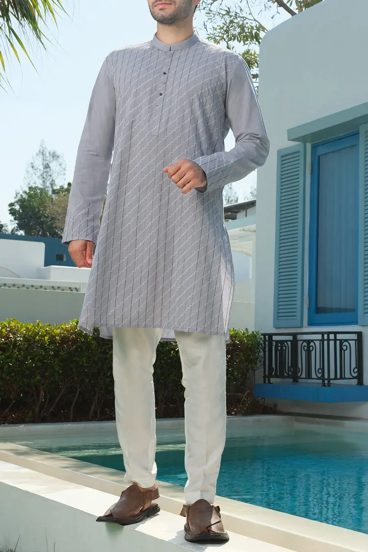 Light Blue Blended Kurta - Al-K-841B 1