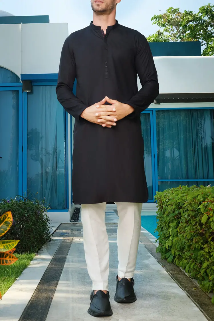 Black Blended Kurta - Al-K-846 1