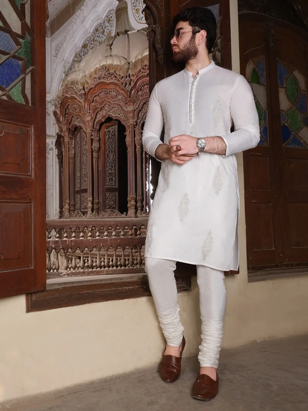 White Blended Kurta - Al-K-872 1