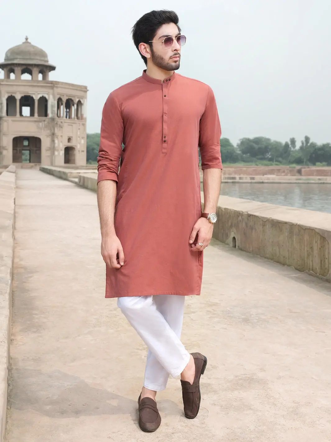 Rust Two-Tone Blended Kurta - Al-K-879 1