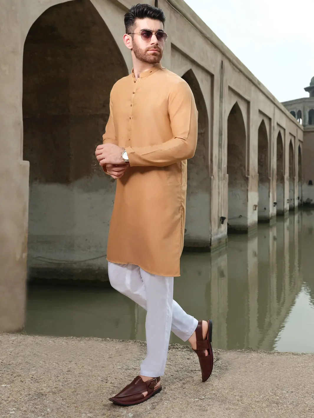 Beige Blended Kurta - Al-K-898 1