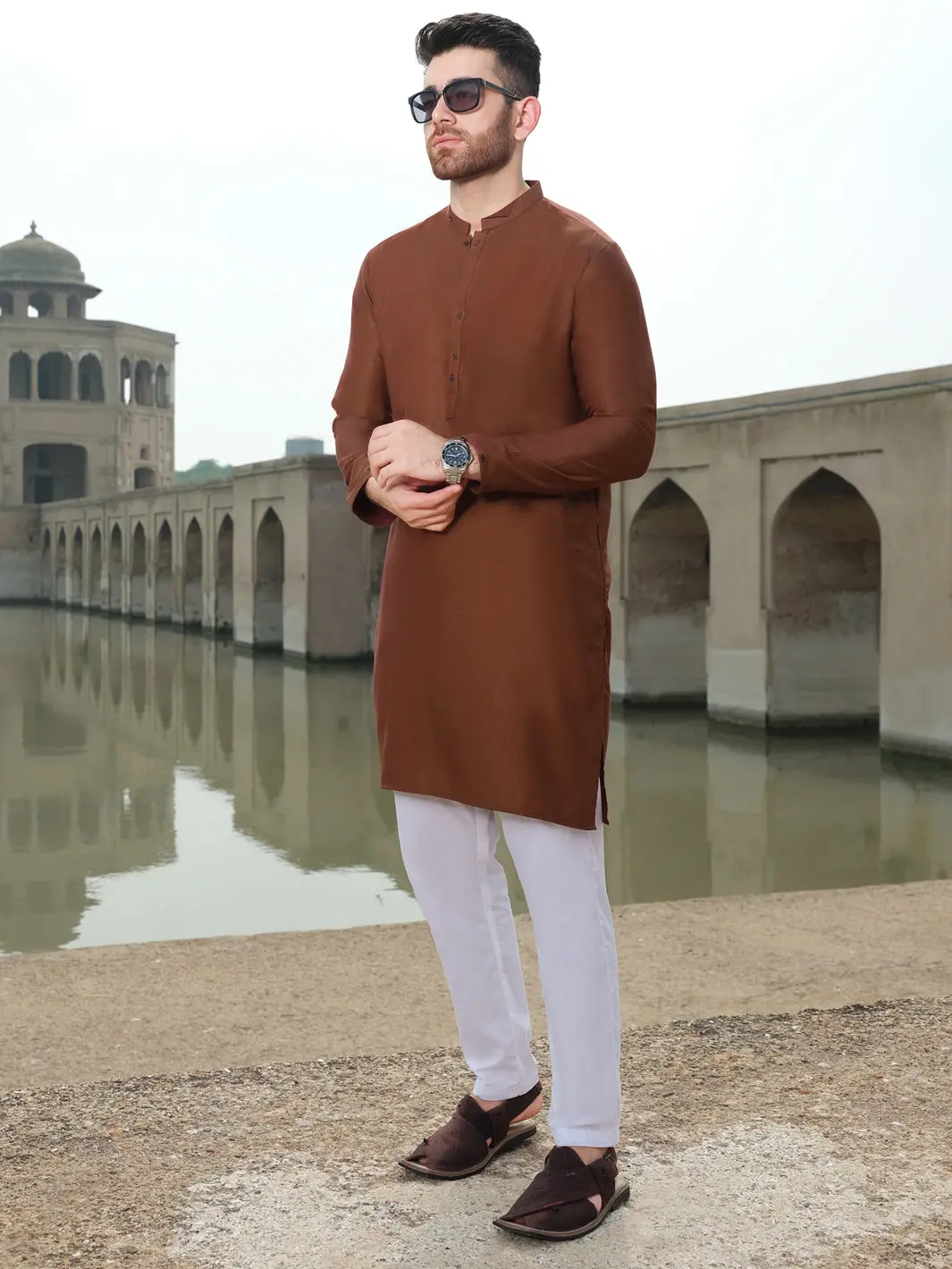 Dark Brown Blended Kurta - Al-K-900 1