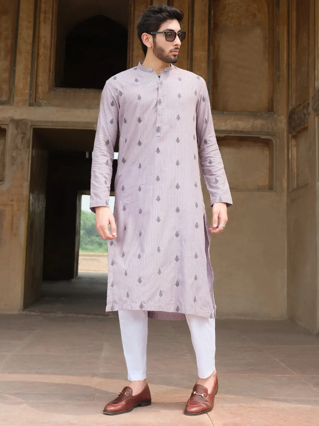Light Purple Dobby Kurta - Al-K-904 1