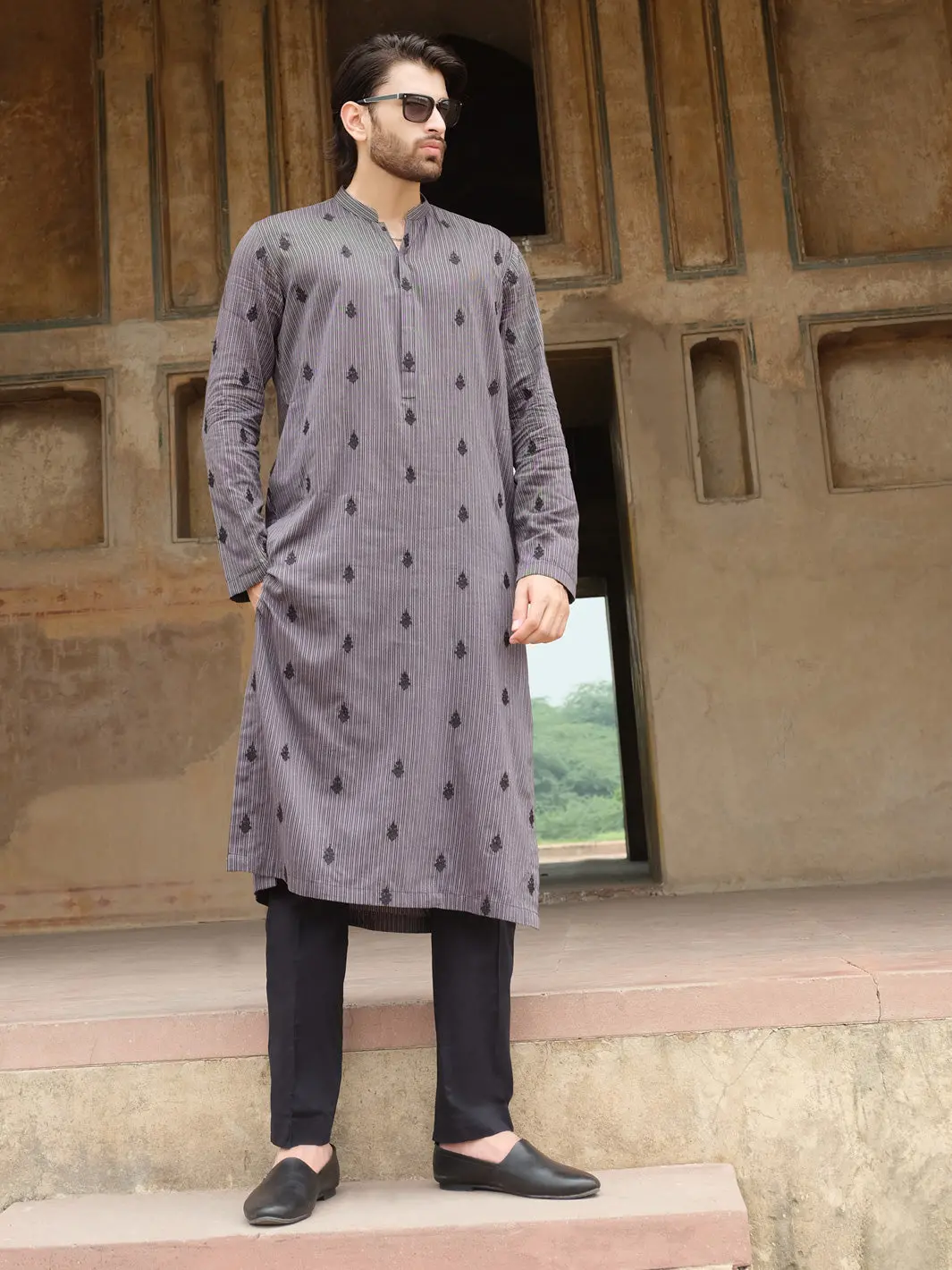 Grey Dobby Kurta - Al-K-905 1