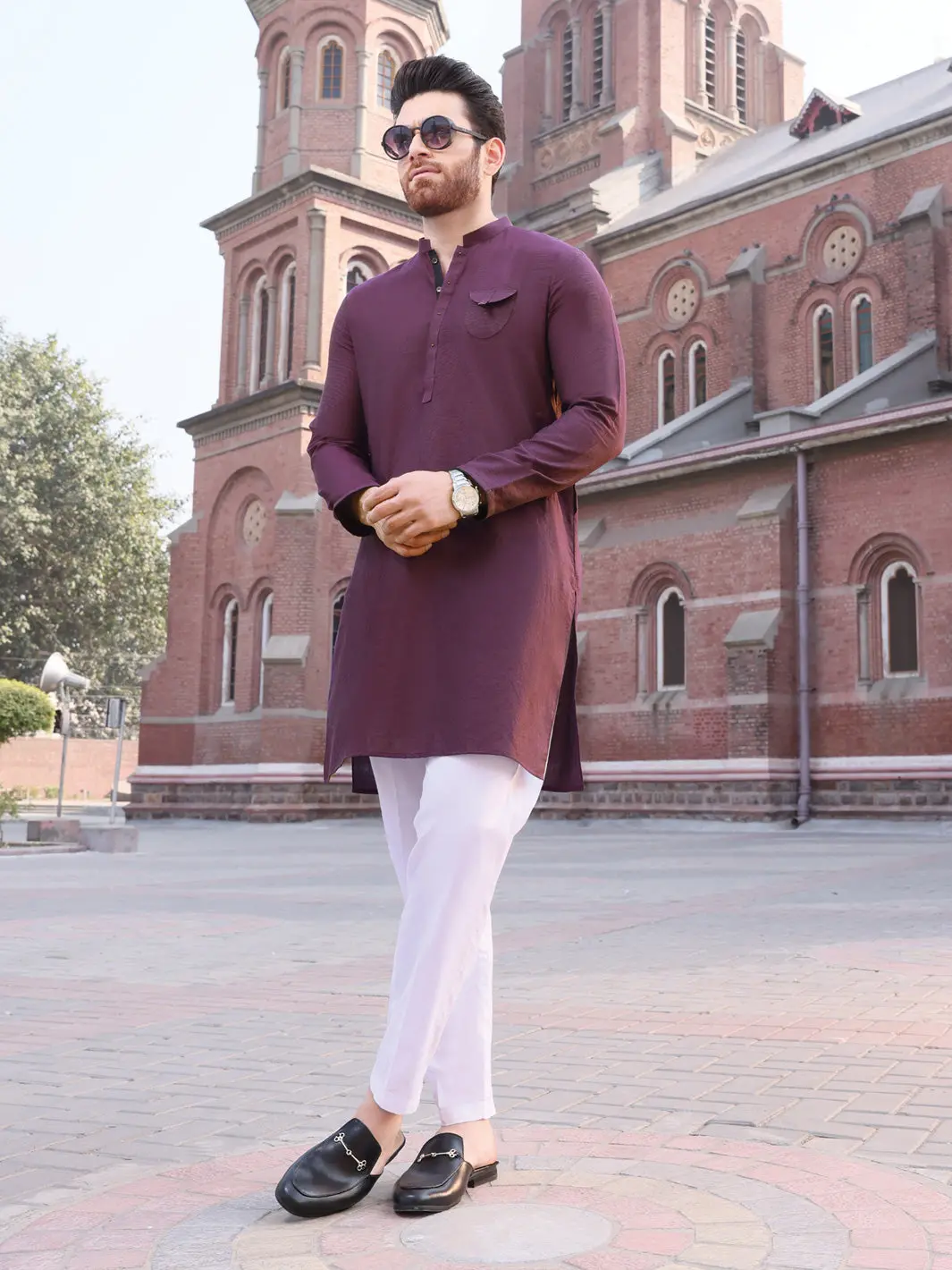 Purple Cotton Kurta - Al-K-908 1
