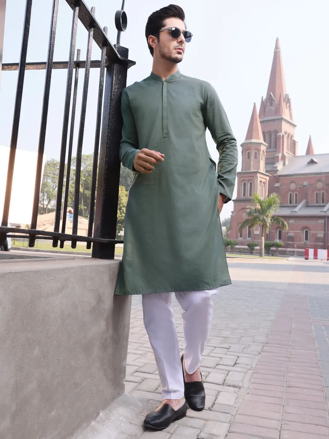 Green Cotton Kurta - Al-K-910 1