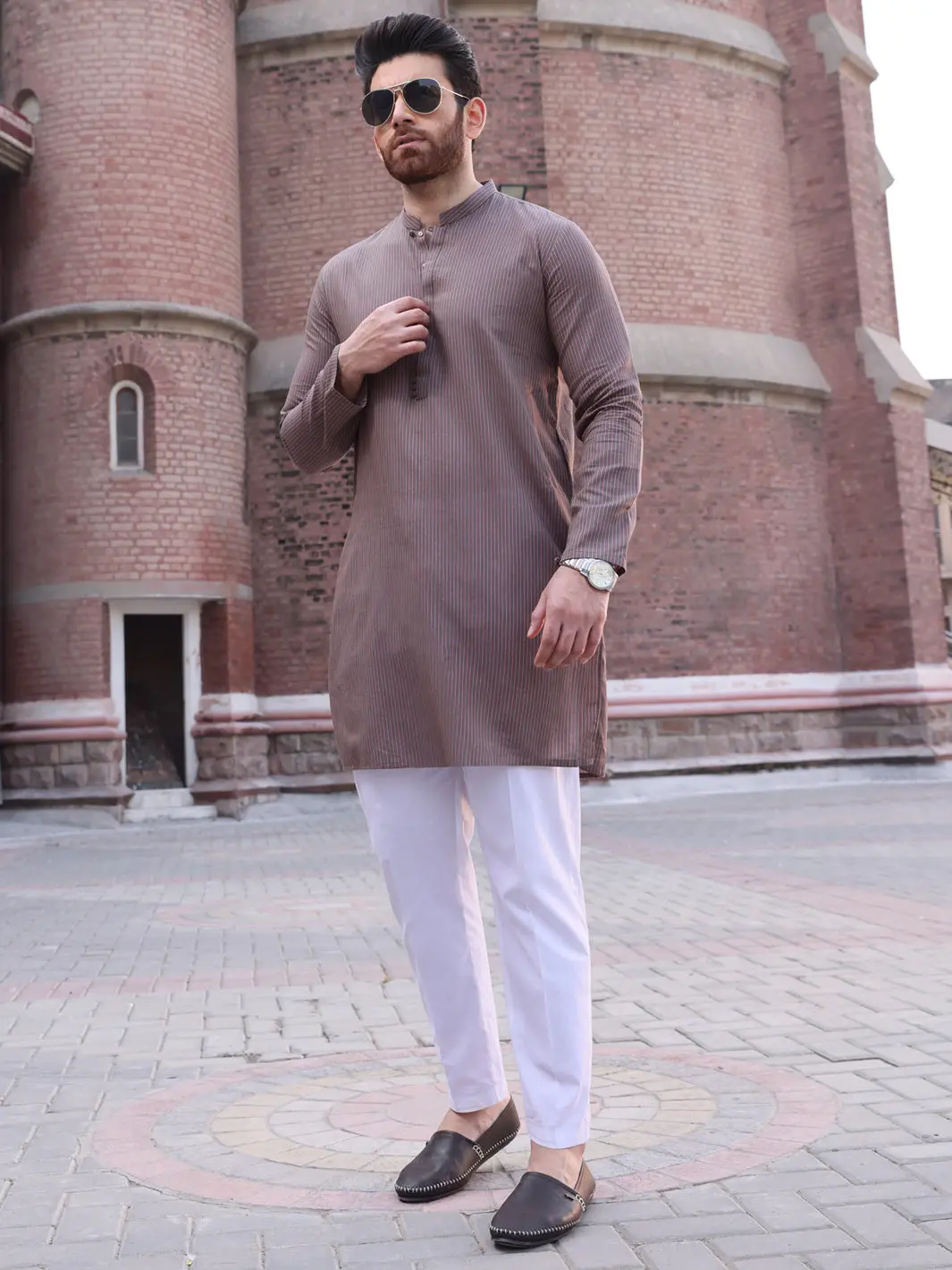 Brown Cotton Kurta - Al-K-916 1
