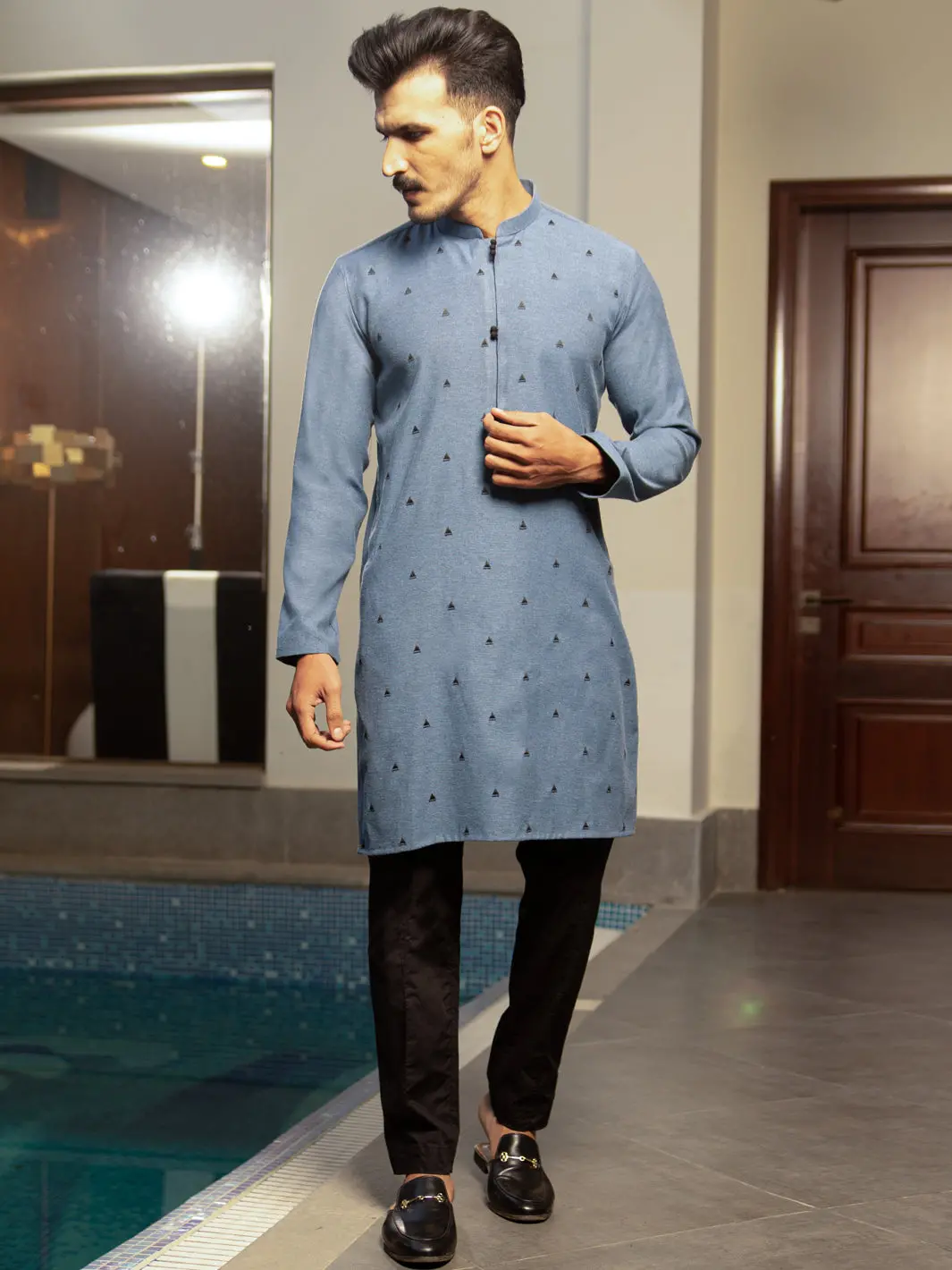 Blue Blended Kurta - Al-K-983 1