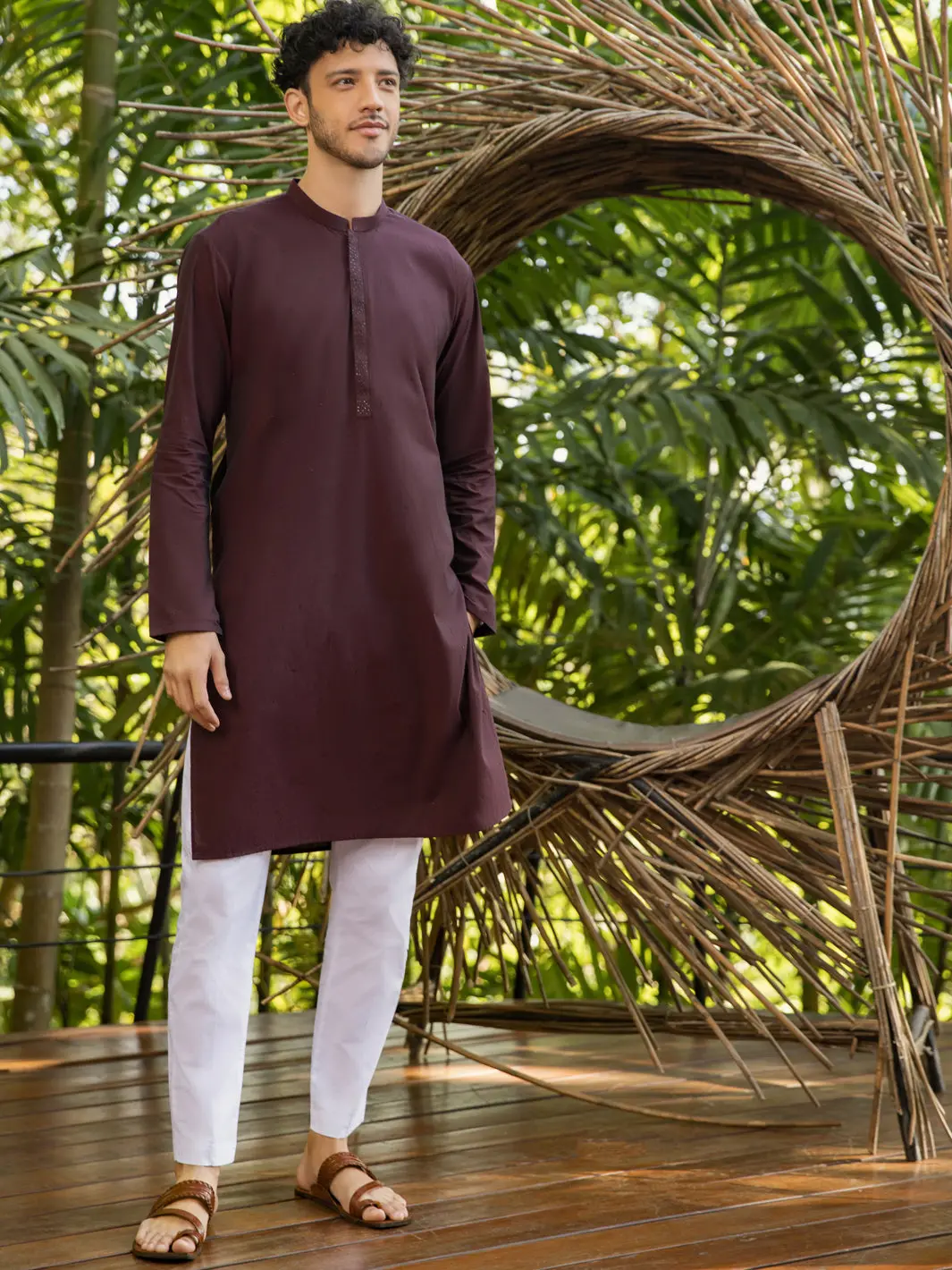 Maroon Blended Kurta - Al-K-984 1