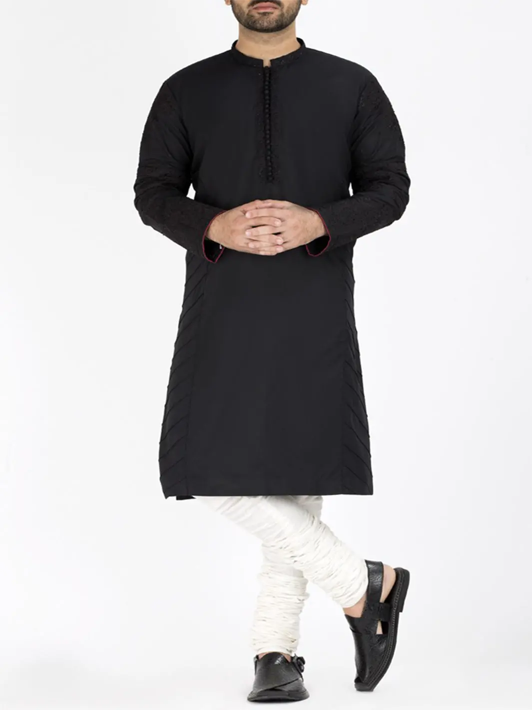 Black Blended Formal Kurta - Al-K-Sp-014 1