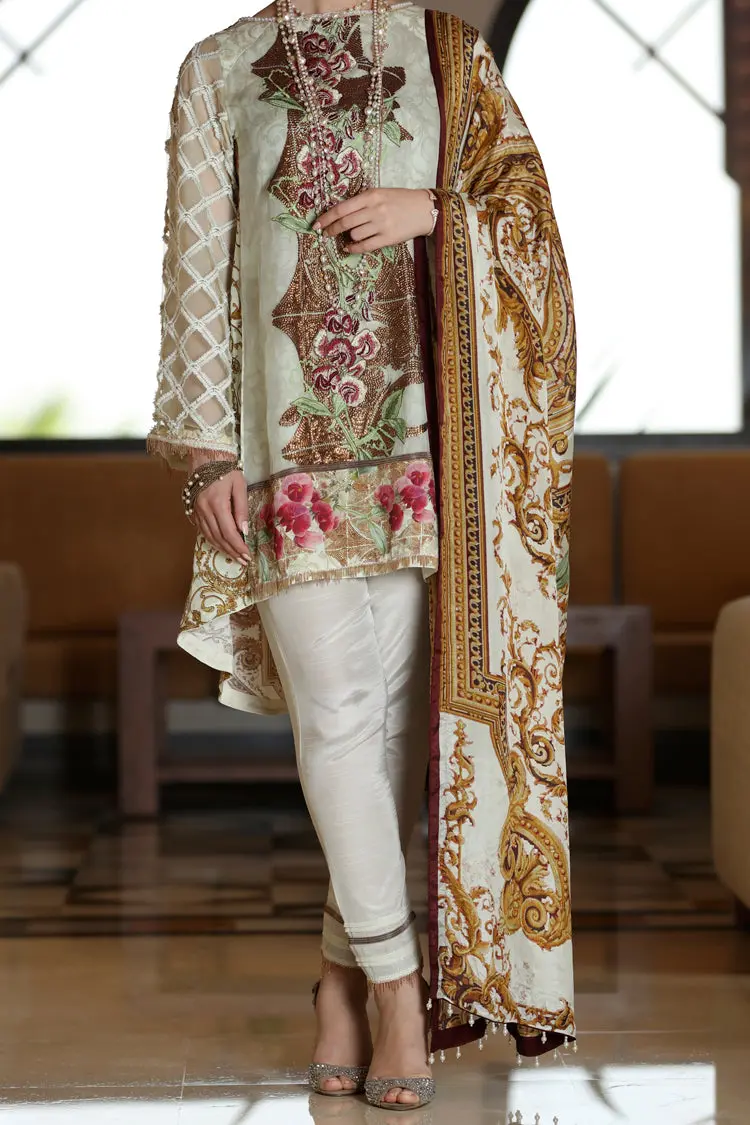 Gold Silk Viscose 3Pc Stitched - Alp-559 1
