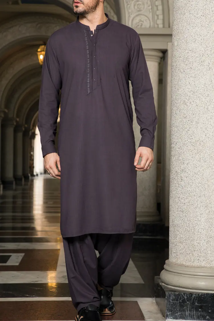 Purple Blended Kameez Shalwar - Al-Ks-2306 1