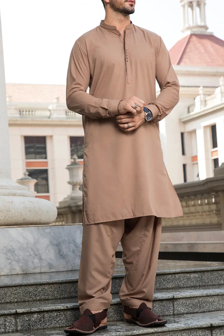 Brown Blended Kameez Shalwar - Al-Ks-2343 1