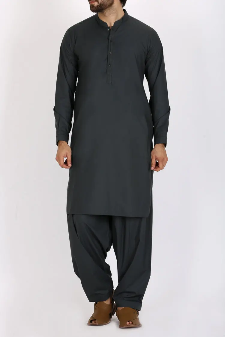 Green Cotton Kameez Shalwar - Al-Ks-2351 1