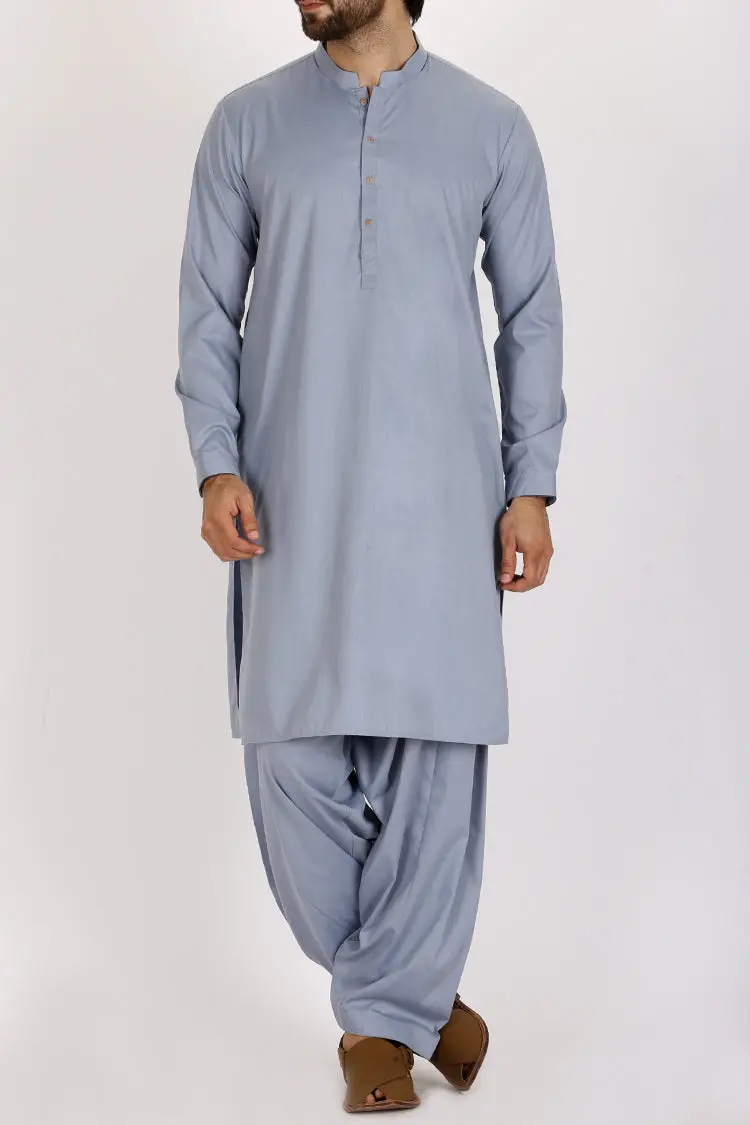 Light Blue Blended Kameez Shalwar - Al-Ks-2353 1