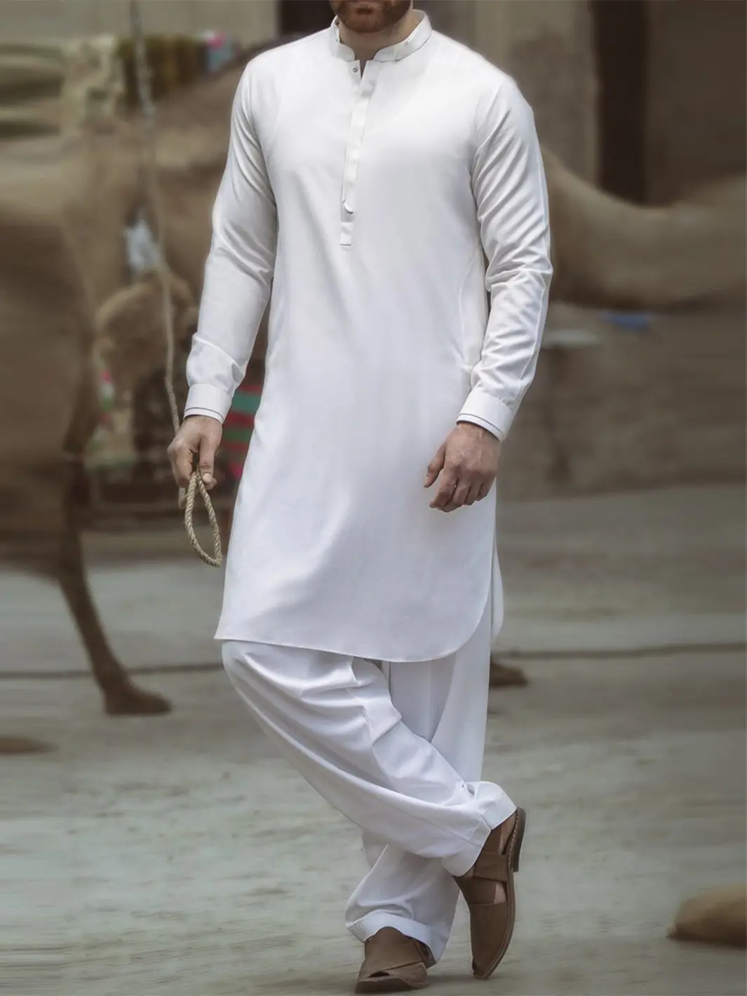 Off White Cotton Kameez Shalwar - Al-Ks-2354 1