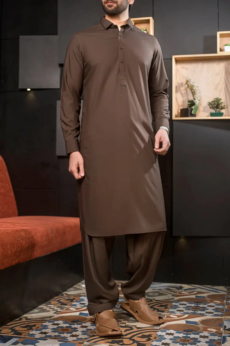 Brown Blended Kameez Shalwar - Alwa-Ks-127 1