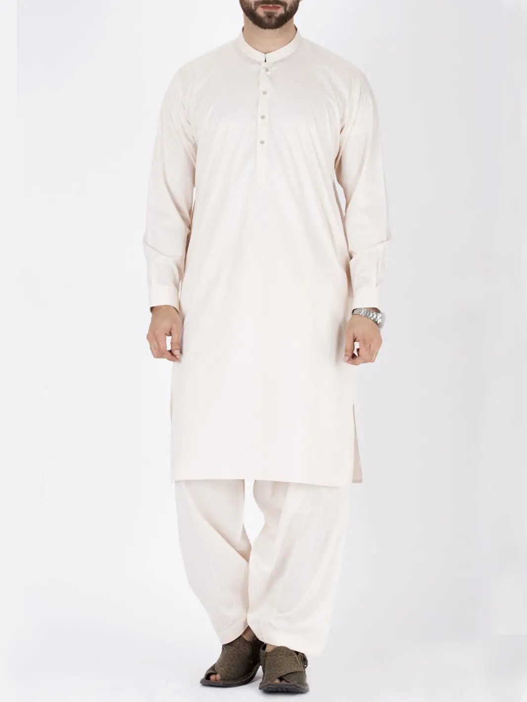 Cream Blended Kameez Shalwar - Al-Ks-2362 1