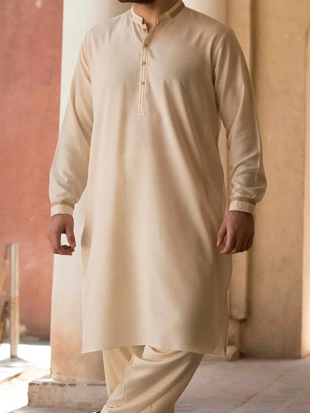 Off White Blended Kameez Shalwar - Al-Ks-2367 1