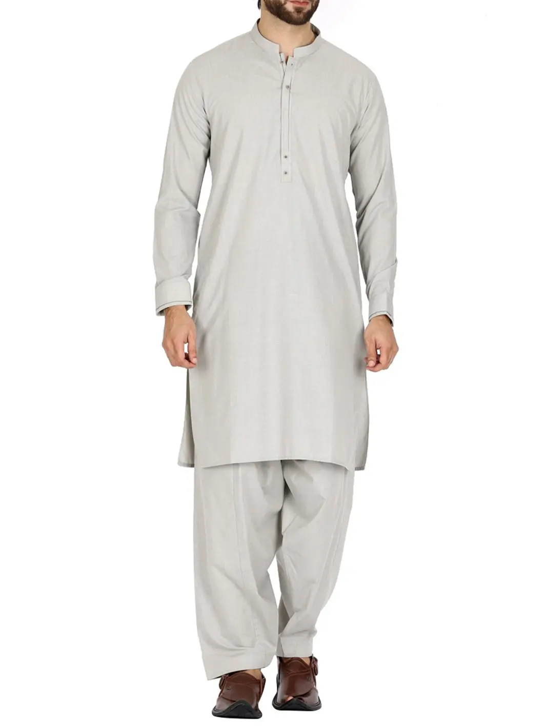 Light Grey Blended Kameez Shalwar - Al-Ks-2369 1