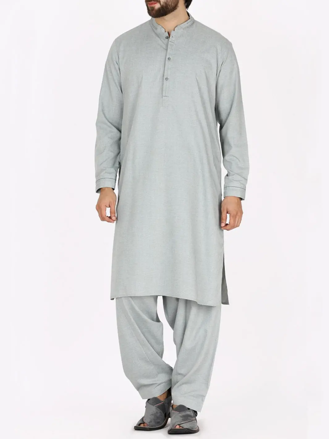 Light Grey Blended Kameez Shalwar - Al-Ks-2373 1