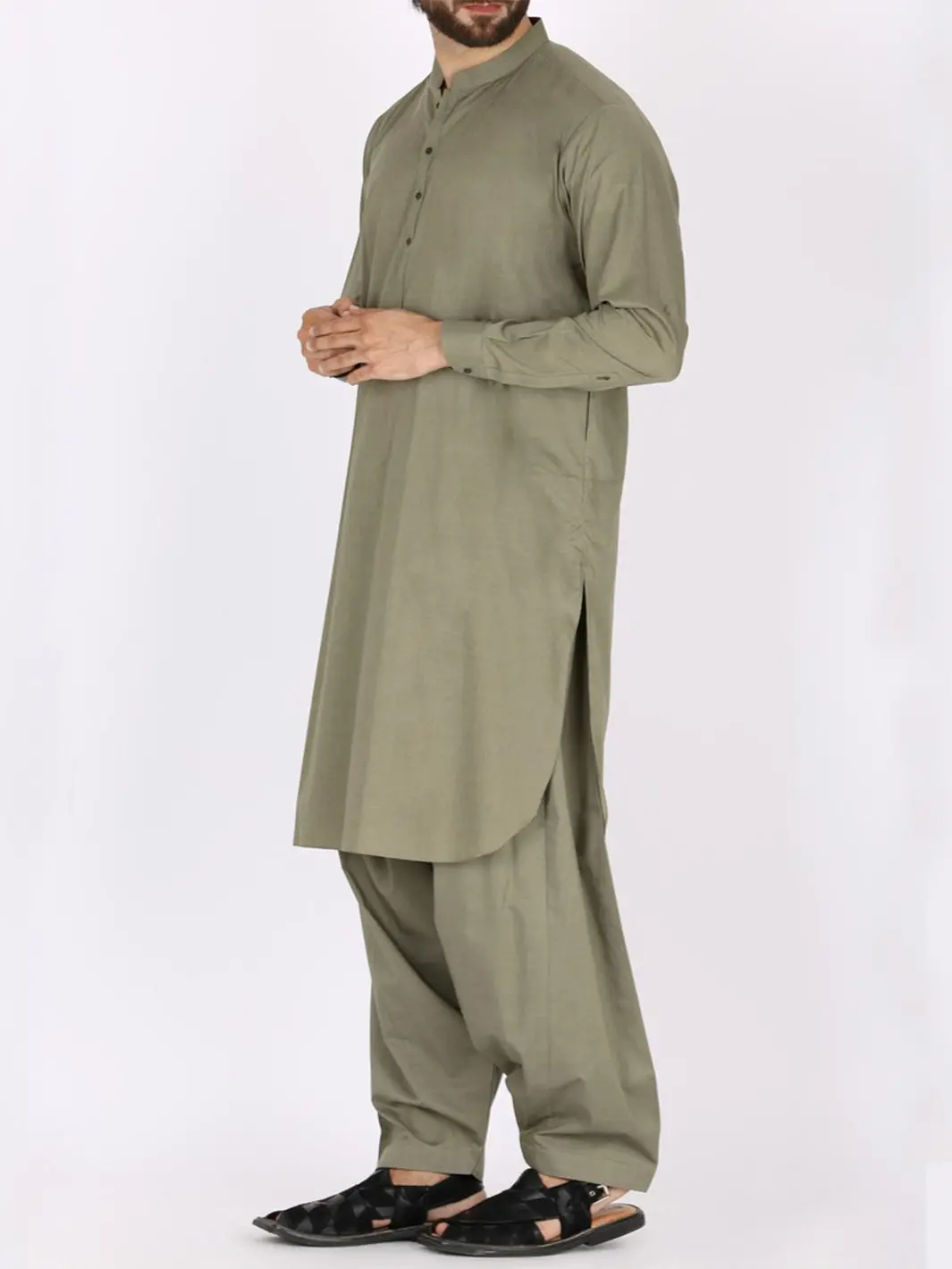 Green Blended Kameez Shalwar - Al-Ks-2392 1