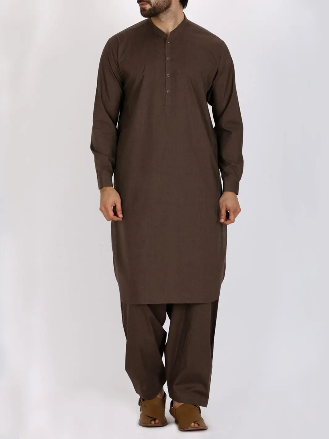 Brown Blended Kameez Shalwar - Al-Ks-2393 1