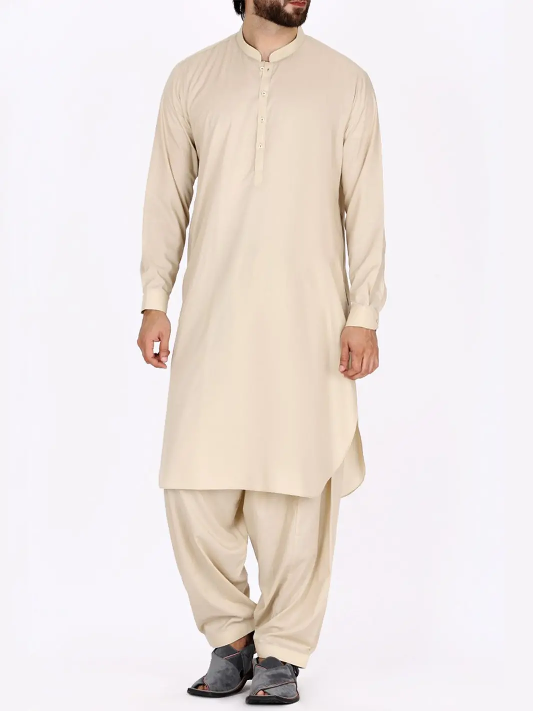 Fawn Blended Kameez Shalwar - Al-Ks-2394 1