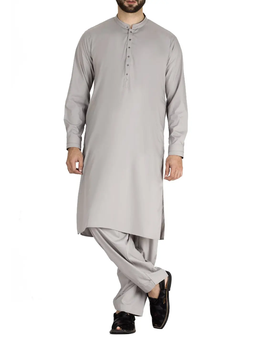 Light Grey Blended Kameez Shalwar - Al-Ks-2406 1