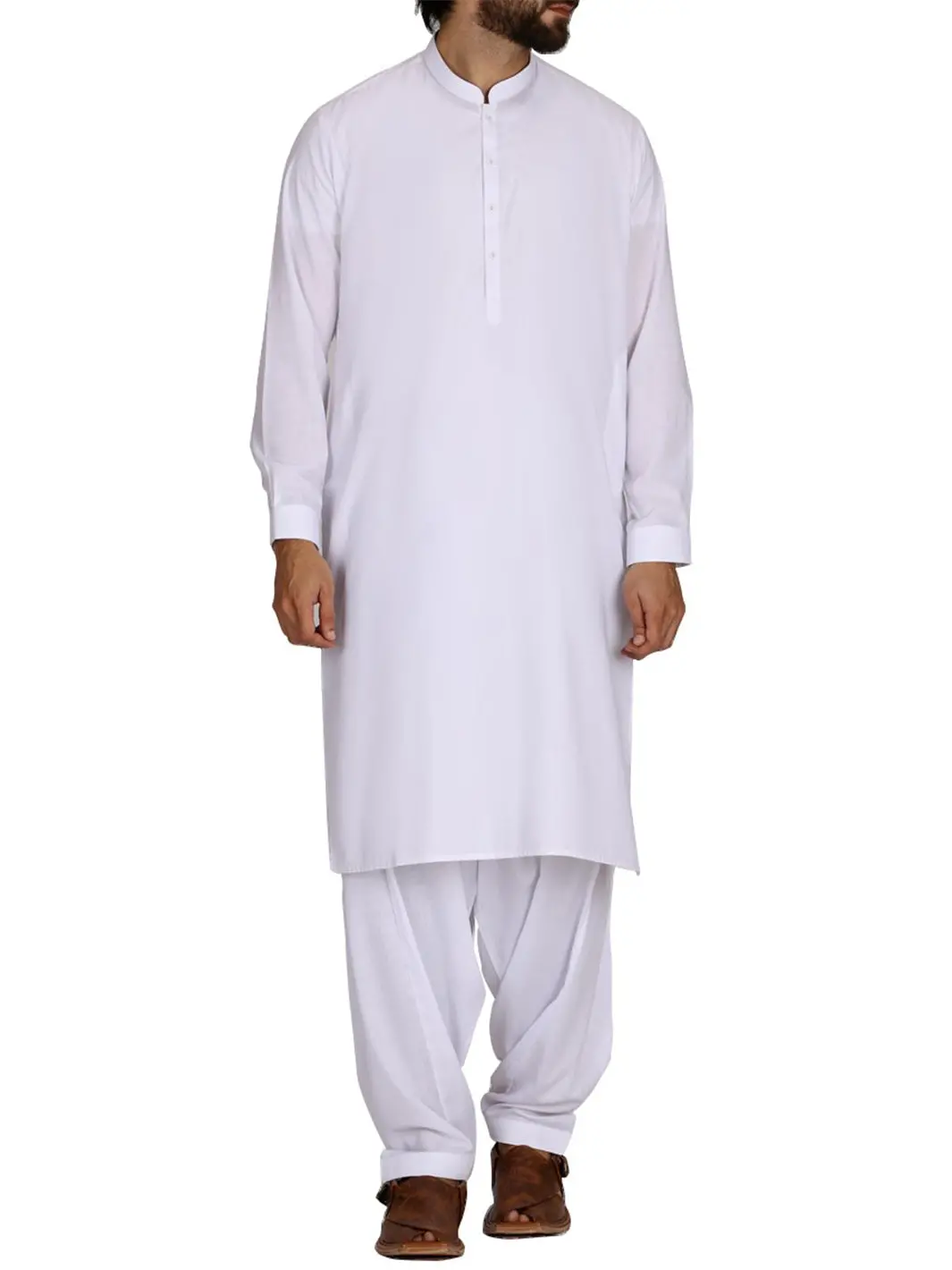 White Blended Kameez Shalwar - Al-Ks-2412 1