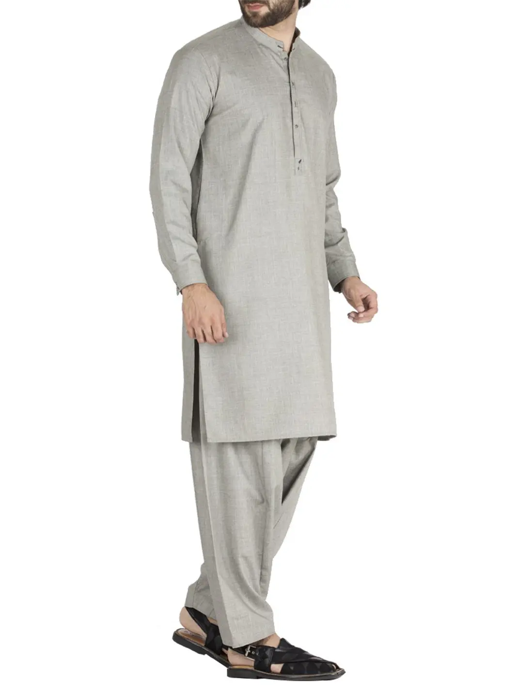 Grey Blended Kameez Shalwar - Al-Ks-2415 1