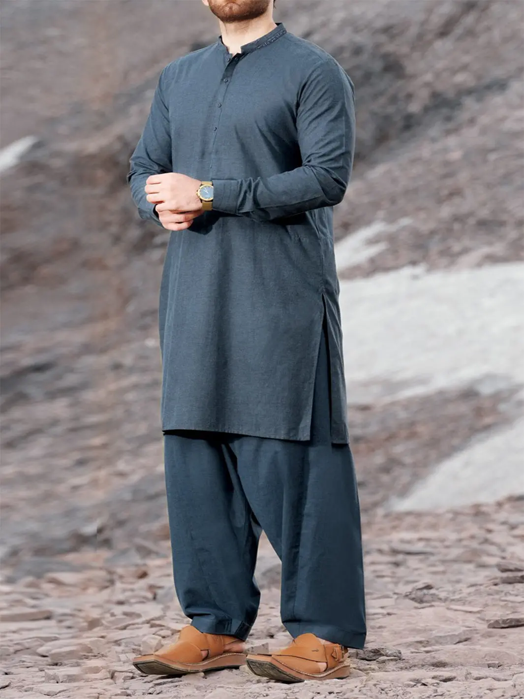 Blue Blended Kameez Shalwar - Al-Ks-2420 1