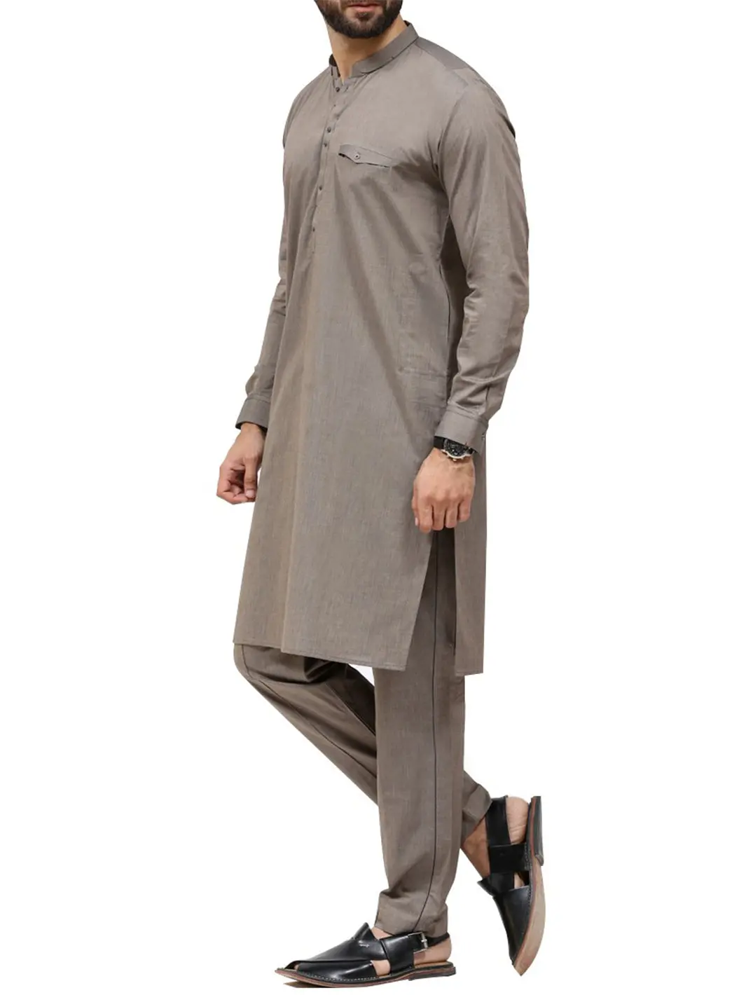 Grey Cotton Kurta Pajama - Al-Ks-2423 1