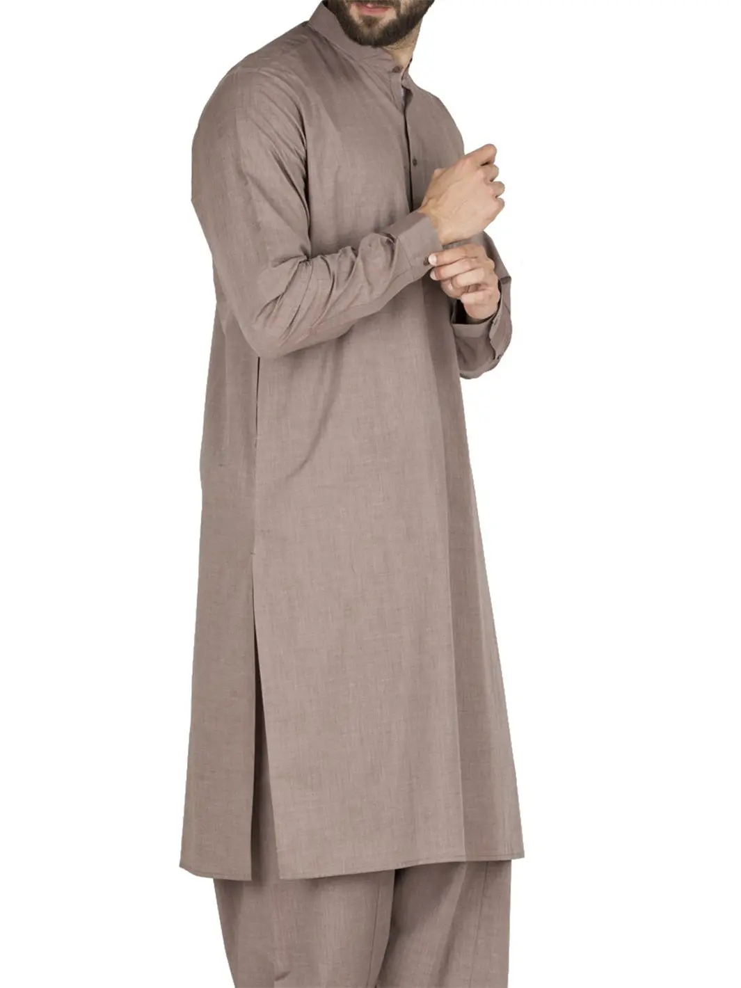 Light Brown Cotton Kameez Shalwar - Al-Ks-2426 1