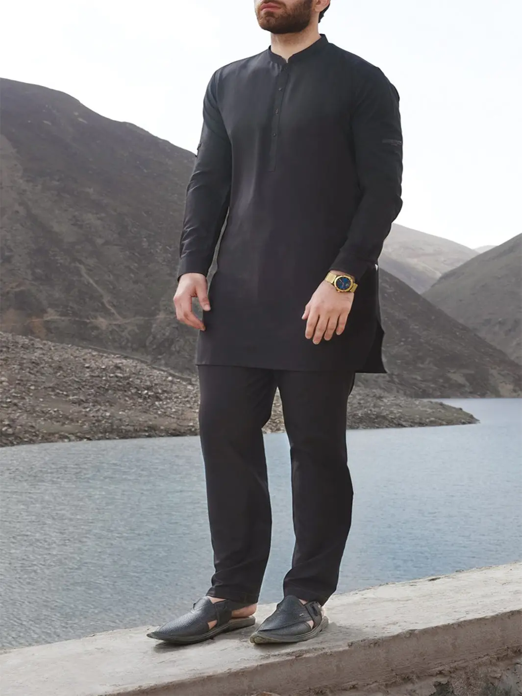 Black Blended Kurta Pajama - Al-Ks-2445 1
