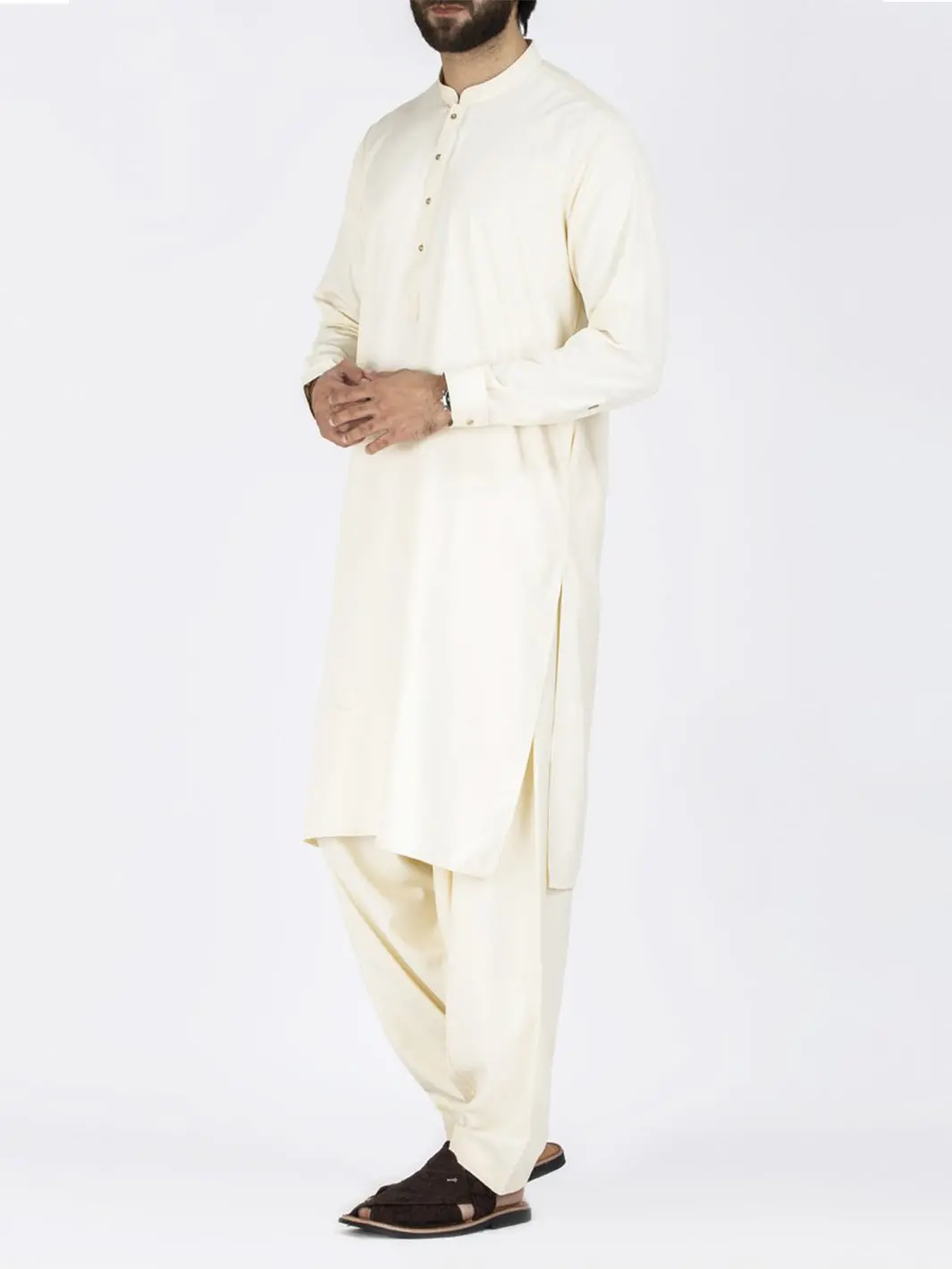 Cream Blended Kameez Shalwar - Al-Ks-2447 1