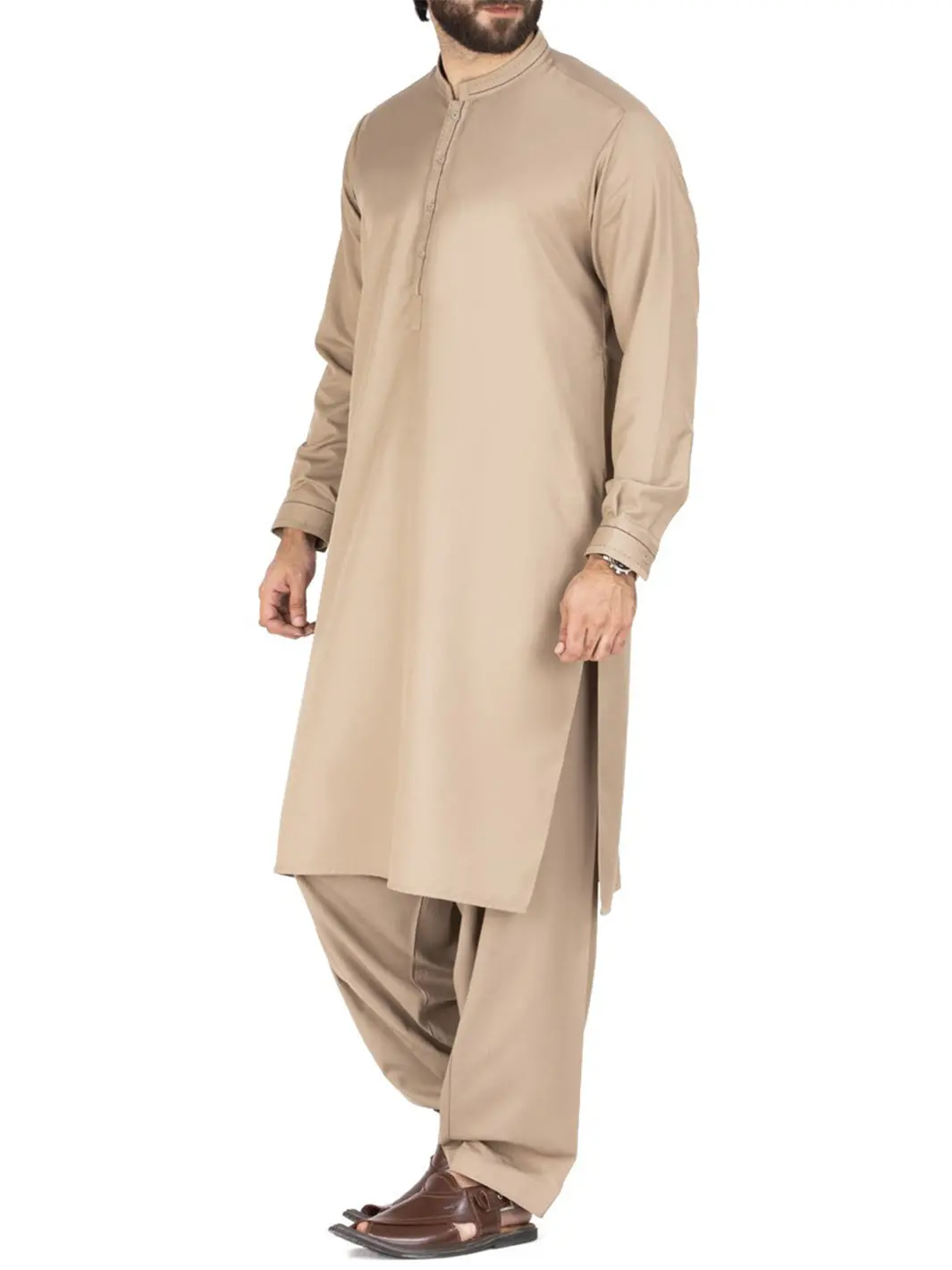 Fawn Blended Kameez Shalwar - Al-Ks-2451 1