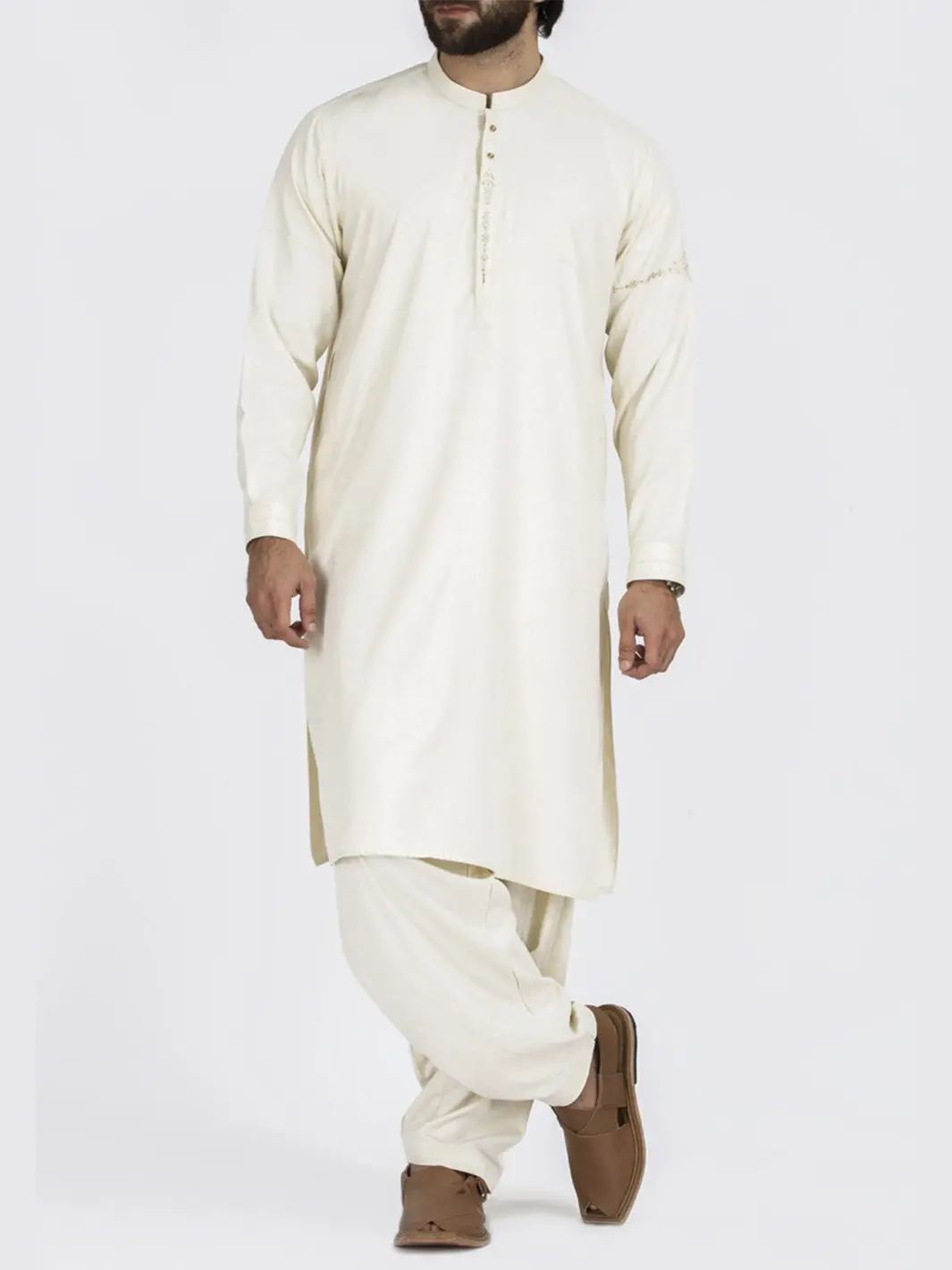 Cream Blended Kameez Shalwar - Al-Ks-2468 1