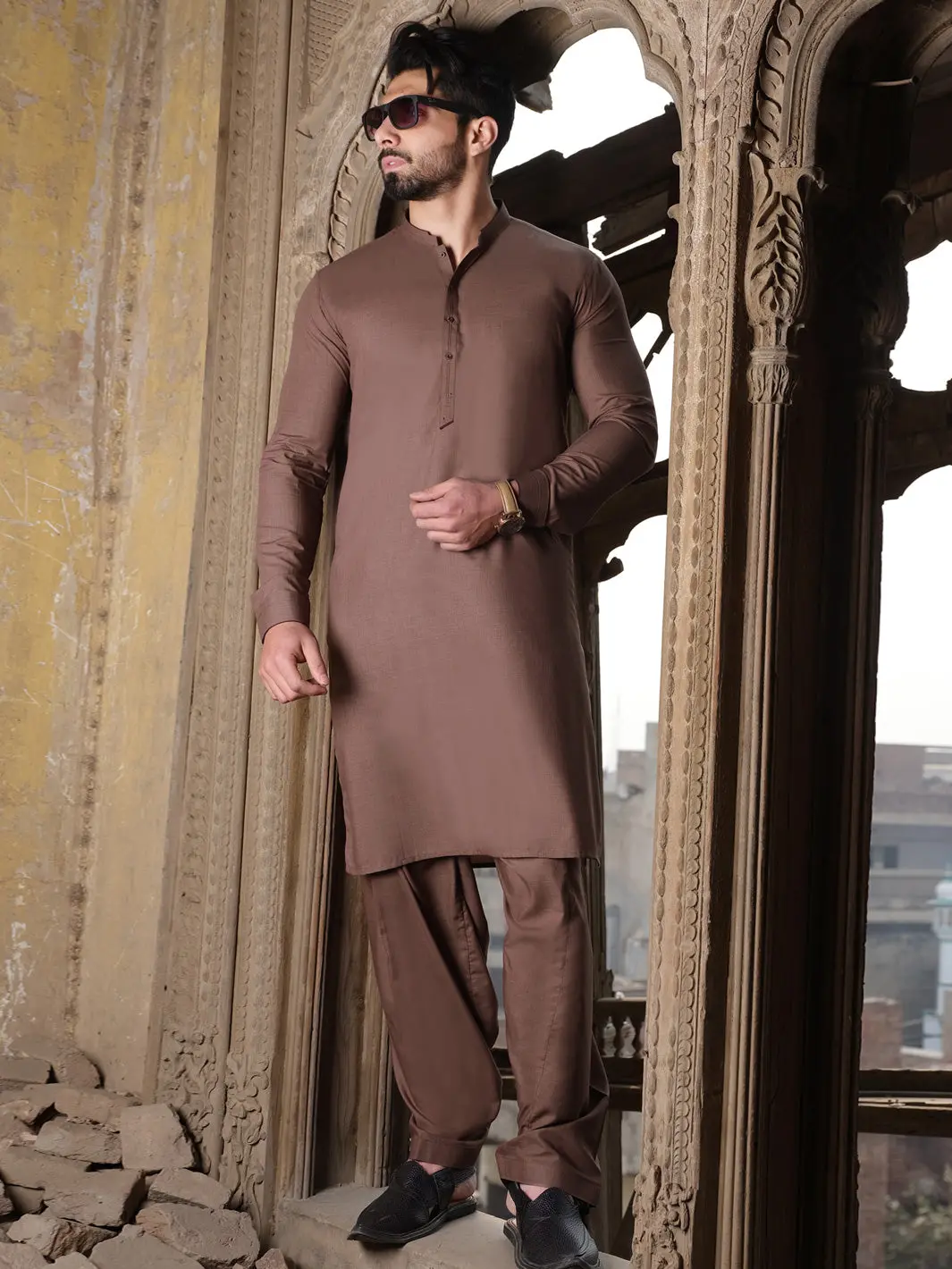 Brown Blended Kameez Shalwar - Al-Ks-2514 1
