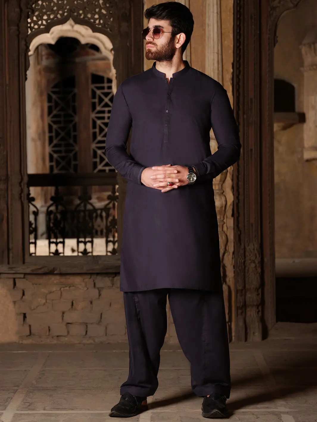 Purple Blended Kameez Shalwar - Al-Ks-2519 1