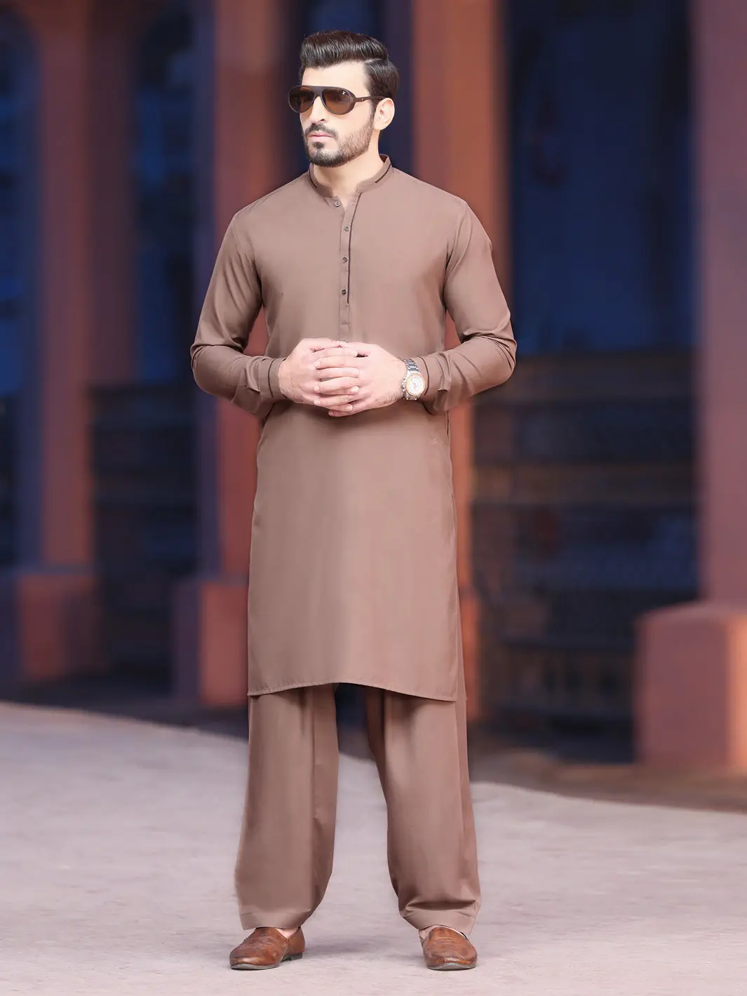 Brown Blended Kameez Shalwar - Al-Ks-2523 1