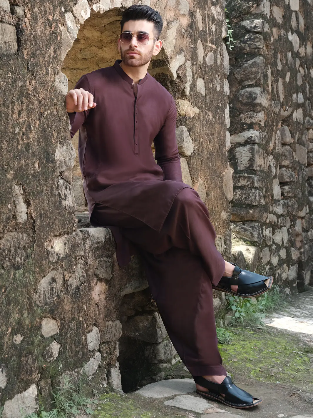 Purple Blended Kurta Shalwar - Al-Ks-2529 1
