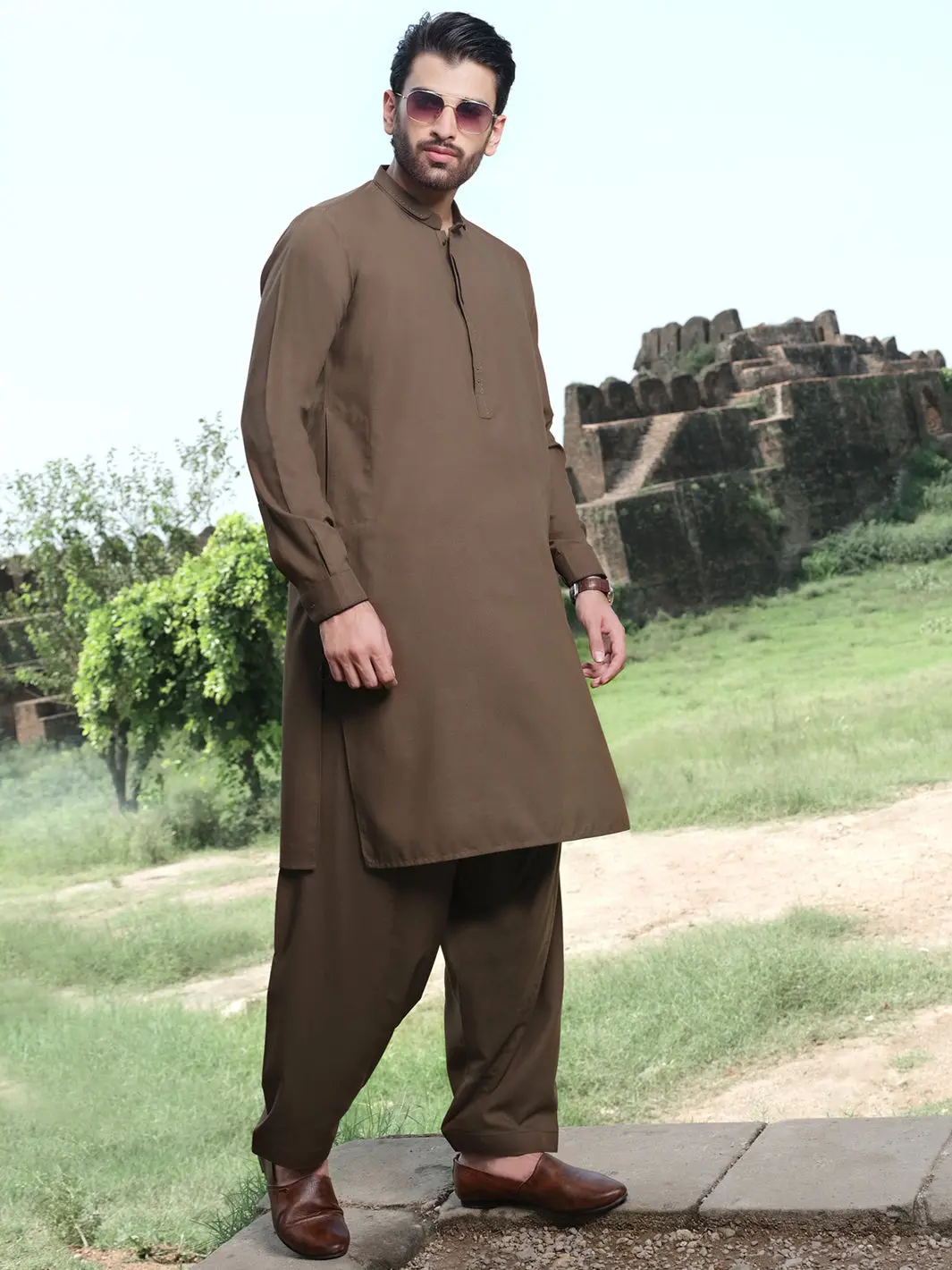 Brown Blended Kameez Shalwar - Al-Ks-2535 1