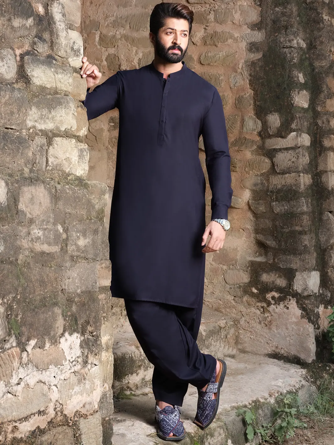 Blue Blended Kameez Shalwar - Al-Ks-2546 1