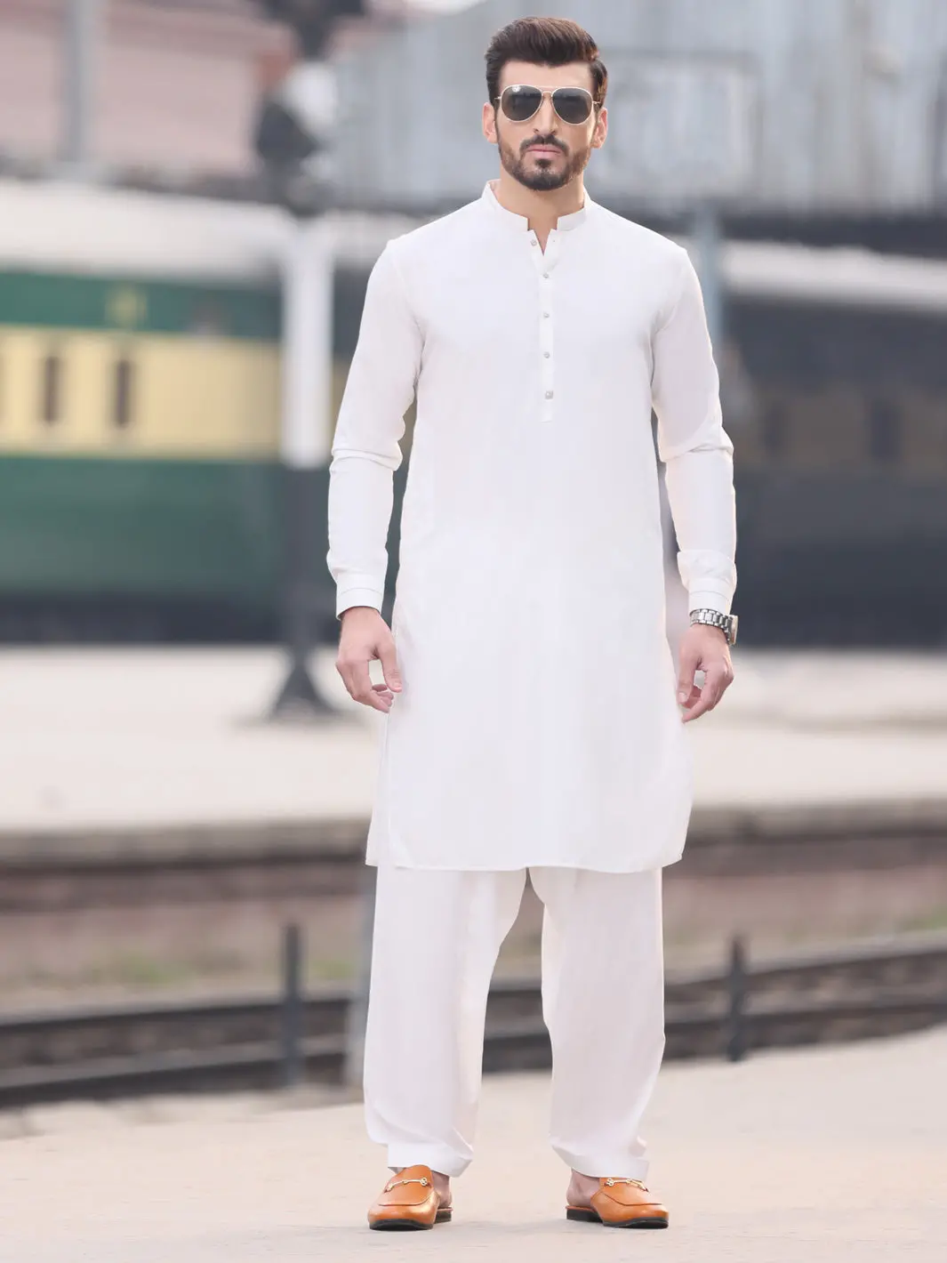 White Blended Kameez Shalwar - Al-Ks-2552 1