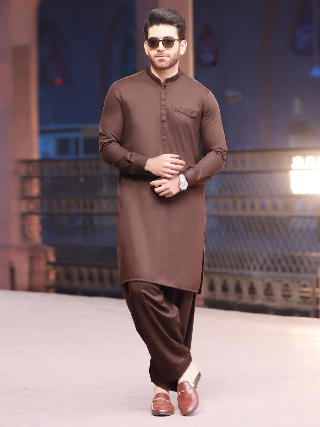 Brown Blended Kameez Shalwar - Al-Ks-2557 1